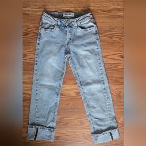 Indigo Rein Light Wash Cuffed Jeans with Striped Accent | Size 5 (26)